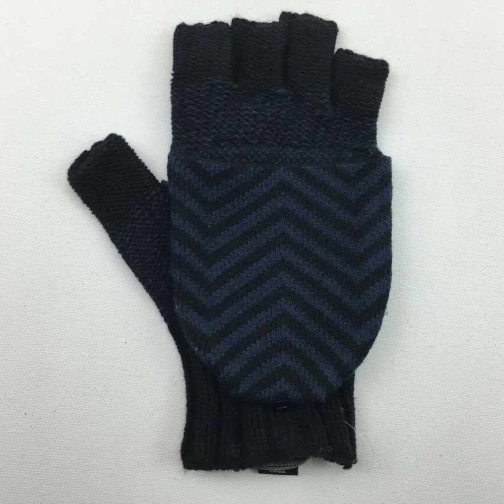 Lucky Brand Exploded Geo Gloves Winter Fingerless Mittens Blue One Size